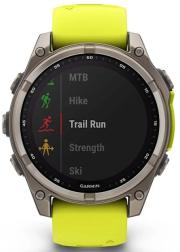 Умные часы Garmin Fenix 8 47mm Solar, Sapphire, титановый серый с желтым ремешком (010-02906-21)