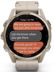 Часы Garmin Fenix 8 43mm Amoled Sapphire Titanium, золотистый, серый кожаный ремешок (010-02903-40)
